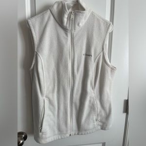 NWOT Columbia Large White Soft Fleece Full Zip Vest Warm Pockets